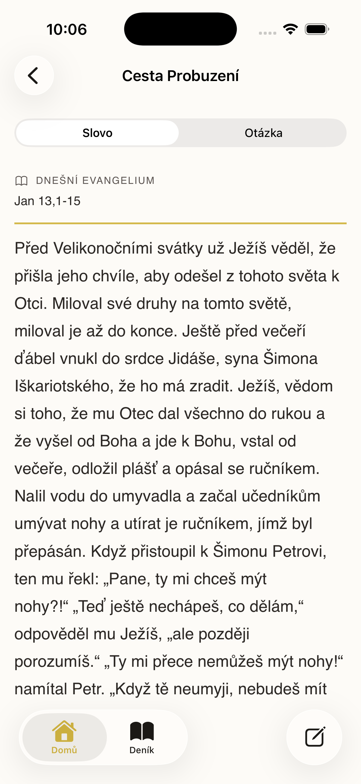 Cesta Probuzení – ukázka z aplikace