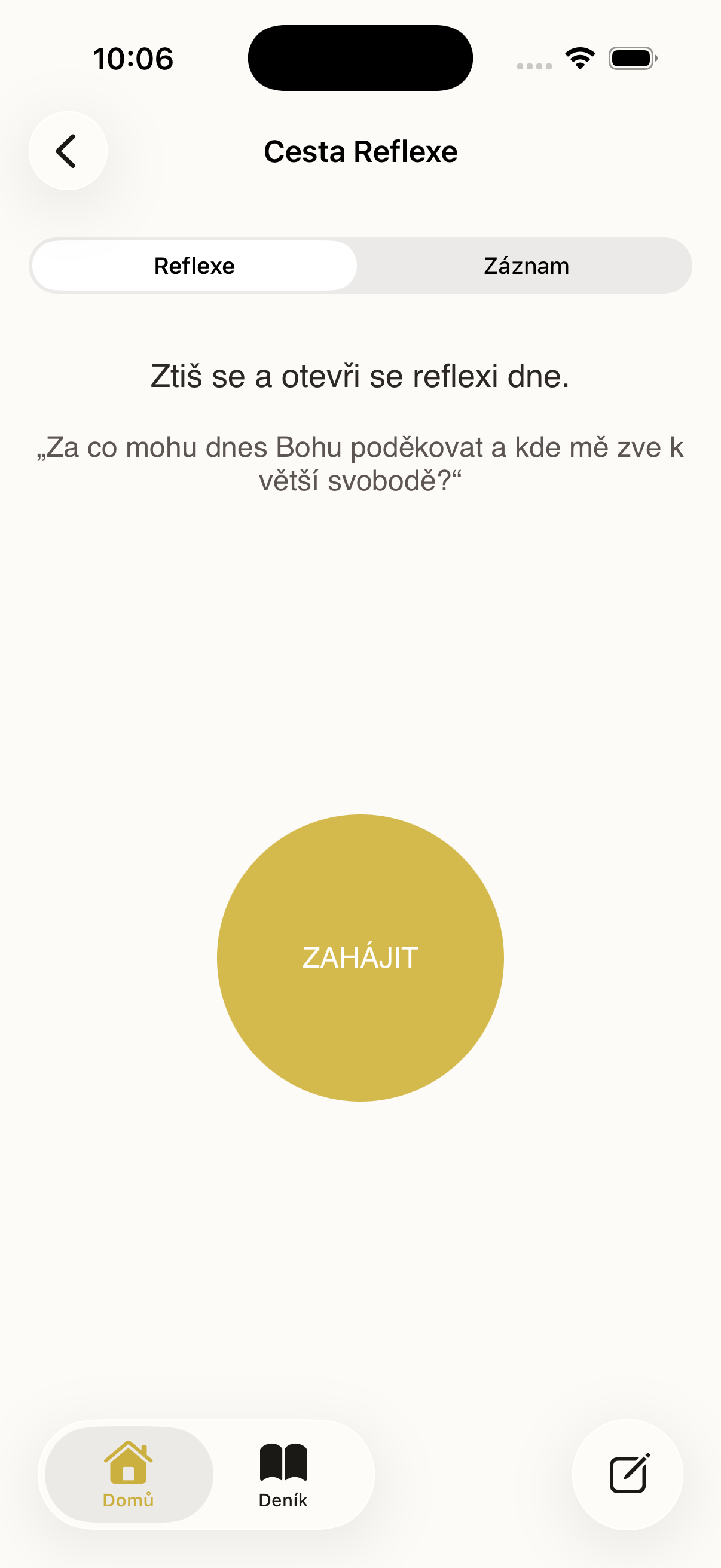 Cesta Reflexe – ukázka z aplikace